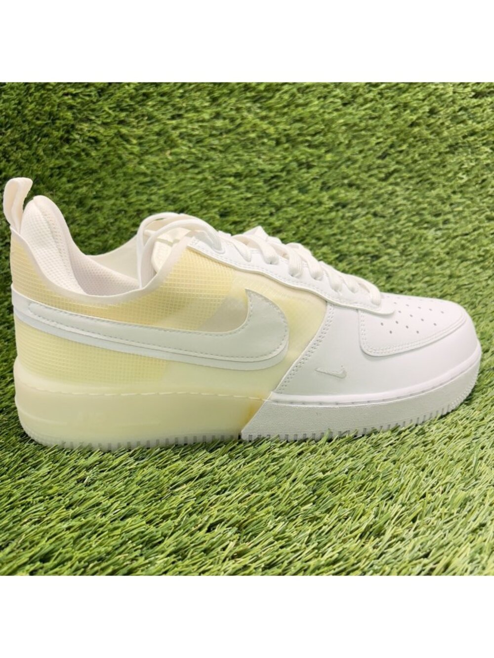 Nike Air Force 1 React Mens Size 12 Triple White Athletic Leather Shoes Sneakers
